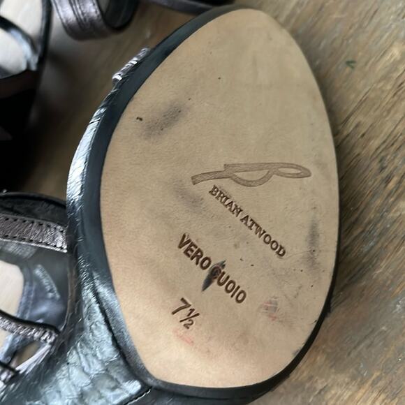 Brian Atwood Pumps Marseille Gladiator Metal Heels Sandals Shoes 7.5- 38 - Picture 4 of 14